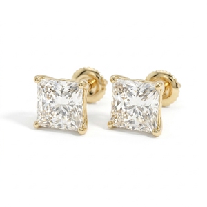 Pendientes de Diamantes en Oro de 14K, Certificados por IGI, Corte Princesa, Piedras de Alto Brillo, Diseño Clásico, Elegante y Minimalista, Ligeros para Uso Diario - Product Image 3