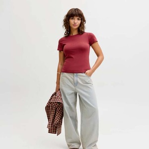 T-shirts rouges pour femmes, manches courtes, prix bas, vêtements décontractés d'été - Product Image 4