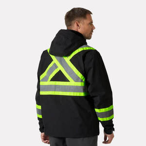 Unisex Fluorescent High Visibility Safety Jacket CE Certified Waterproof Needle <b>Detection</b> Reflective Workwear <b>Coat</b> Hood - Product Image 2