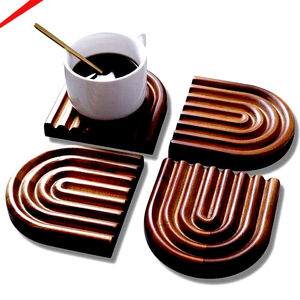 Premium Solid Wood Eco-Friendly 4-Piece <b>Drink</b> Coasters Stylish for <b>Bar</b> Table Use and Gifts - Product Image 1