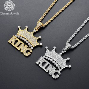 Charm_Jewells <b>King</b> <b>Crown</b> Pendant 925 Silver 22K Gold Plated Bezel Set Moissanite IGI Certified Hiphop Men's Gift Jewelry - Product Image 1