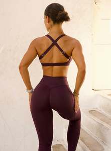 women yoga <b>set</b> high waist leggings sports bra breathable stretch fitness workout gym wear activewear - Product Image 4