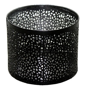 Décoration d'intérieur Design de luxe Support votif décoratif en fer de forme ronde Feuille d'argent Fini couleur noire Fait à la main - Product Image 1