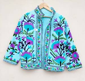 Chaqueta de Invierno Reversible con Bordado Suzani, Manga Larga, Ecológica, Talla Única, para Fiestas - Product Image 4