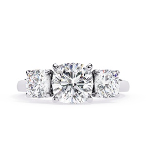 Bague en or massif 14 carats avec diamant de laboratoire taille coussin 2 carats, design unique, pierres latérales taille coussin, bijou raffiné, conception personnalisée pour cadeau - Product Image 1
