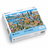 Puzzle personnalisé avec logo, 1000 pièces, motif urbain coloré, vue sur l'eau, impression HD, jouet éducatif DIY pour adultes, adolescents et enfants, idée cadeau