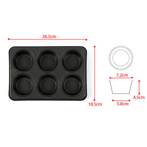 Non-stick PTFE Coated 6 Cup Muffin Pan Carbon Steel Durable <b>Baking</b> <b>Tray</b> Mould Oven Safe Food Safe Accessories Professional - Product Image 5