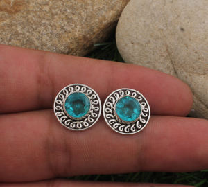 Boucles d'oreilles pendantes en topaze bleue naturelle, argent sterling 925, forme goutte d'eau, bijoux délicats de luxe pour les occasions de fête et de cadeaux - Product Image 1