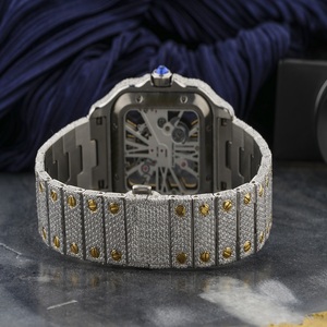 Iced Out Moissanite <b>Skeleton</b> <b>Watch</b> Two Tone Gold Silver Hip Hop Jewellery Luxury Bustdown Mechanical Timepiece - Product Image 3