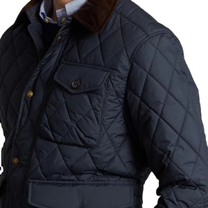 Men's Formal <b>Quilted</b> Jacket Solid Color Turn-down Collar Polyester Wadding Anti-Uv Breathable Quick Dry Regular Fit <b>Single</b> - Product Image 4