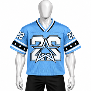 Camiseta Deportiva Personalizada de Malla Azul Claro con Cuello en V, Manga Corta, Número 22, Impresión Sublimada, Transpirable para Hombre - Product Image 1