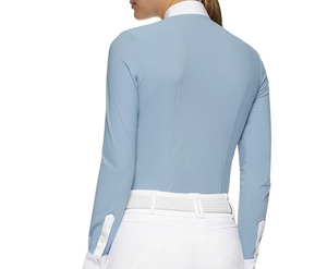 Haut d'équitation pour femme, chemise de concours unie à manches longues, coupe épaules tombantes, couleur personnalisable - Product Image 2