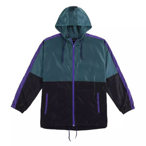 Veste à capuche unisexe bicolore Teal Purple Black, fermeture éclair, résistante à l'eau, polyester, coupe ample, adulte, toutes saisons - Product Image 1