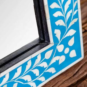 Espejo de pared tradicional de madera de alta calidad, marco de incrustaciones de hueso redondo, decoración del hogar con incrustaciones de hueso de buena calidad - Product Image 3