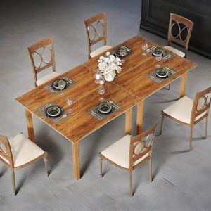 Tavolo da Pranzo Quadrato per 4 Persone con Gambe in Legno, Stile Rustico, Tavolo da Cucina in Legno per Soggiorno, Tavoli da Pranzo Artigianali - Product Image 3
