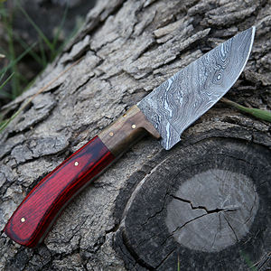 Couteaux de chasse en acier Damas, lame fixe à pointe tombante, manche en bois, pour le camping et la chasse en extérieur - Product Image 3