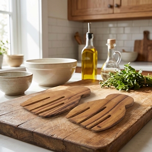 Ensemble de quatre petites cuillères en bois de Suar de qualité alimentaire, brun clair, longueur quatorze centimètres, ustensiles uniques, magnifiques et raffinés, décorations artistiques - Product Image 3