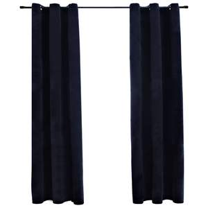 2 cortinas opacas de terciopelo negro de 37"x84" con anillas y cenefas opacas - Product Image 1