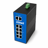 Switch PoE industriel Gigabit Hi-Net 10 ports, 8 ports PoE RJ45, 2 ports Gigabit Uplink, montage sur rail DIN, 12-57VDC, large plage de température