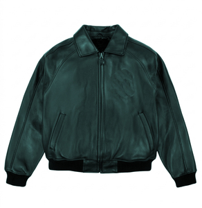 Men's Pu <b>Leather</b> Bomber <b>Jacket</b> Turn-down Collar Zipper Closure Solid Color Casual Autumn Wear - Product Image 6