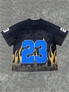 New Custom <b>Cropped</b> <b>Mesh</b> <b>Top</b> American Football Jersey Unisex Satin Streetwear V-Neck Star Patch Y2K Oversized Moisture-Wicking - Product Image 2