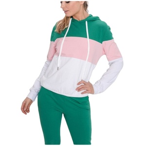 Conjunto de Dos Piezas de Ropa Deportiva Informal para Mujer, con Capucha y Botones, 100% Algodón de Felpa |   Conjunto Verde Acogedor - Product Image 3