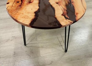 Rustic River Flow <b>Epoxy</b> Resin <b>Coffee</b> <b>Table</b> Handcrafted Natural Wood Round Center <b>Table</b> Modern Artistic Living Room Decor - Product Image 6