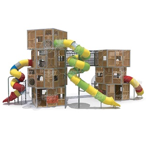 Équipement de terrain de jeu extérieur HP-OPCS 012 durable, toboggan et ensemble d'escalade longue durée - Product Image 1