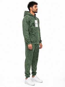 Ensemble de survêtement délavé à l'acide pour homme, deux pièces : sweat à capuche et pantalon de jogging en mélange de coton doux, idéal pour l'entraînement, la détente et le quotidien - Product Image 2