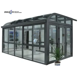 Sunroom Kustom Berdiri Bebas Ekstensi Aluminium Paduan Kualitas Baik Rumah Kaca 4 Musim Musim Dingin Taman Konservasi