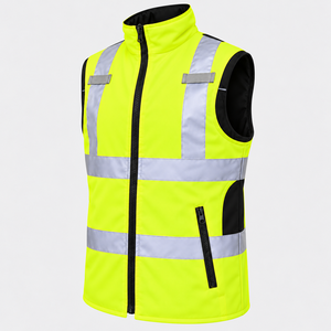 Gilet de sécurité respirant haute visibilité avec bandes réfléchissantes argentées et fermeture éclair frontale, léger, en polyester fluorescent pour le travail - Product Image 5