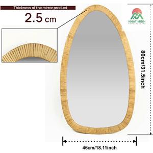 Rattan Boho <b>Mirror</b> for Decor, 31.5" x 18" Wall <b>Mirror</b> that is Farmhouse and Boho Wall Decor Style, Ideal for in the Bedroom - Product Image 6