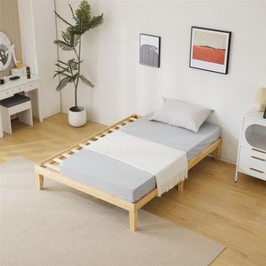 Solid Wood Basic Bed Frame Full Size 197.2*136*30.5cm Natural Color Wooden Bed - Product Image 2