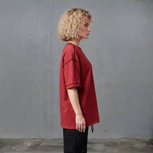 New Article Women's Oversized Red T-<b>Shirt</b> Crew Neck Short Sleeve Loose Fit <b>Flame</b> Logo Printed 100% Cotton Jersey Breathable - Product Image 3