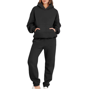 Survêtement en molleton de coton surdimensionné pour femmes, 2 pièces, streetwear, survêtement personnalisé avec logo, survêtements décontractés pour femmes, vente en gros OEM - Product Image 6