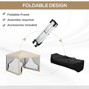 Tonnelle de réception beige imperméable en maille pour événements en extérieur, jardin et cour - Product Image 6