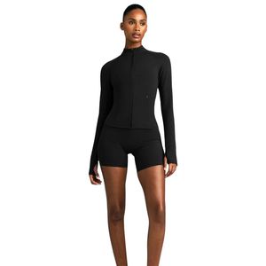 Womens Black Long Sleeve <b>Jacket</b> High Neck Fitted Activewear Gym <b>Workout</b> Sports Top Slim Fit Athletic <b>Jacket</b> Custom OEM Apparel - Product Image 3