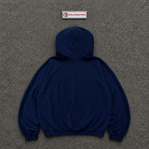 Sweat à capuche 100 % coton French Terry bleu marine style Hip Hop Hype, coupe oversize, avec poche imprimée, pour l'automne, streetwear classique urbain - Product Image 6