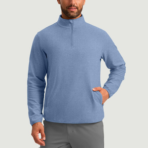 <b>Men's</b> <b>Blue</b> Quarter Zip Fleece Pullover Regular Fit Crew Neck Lined Waterproof Sporty Winter Sweatshirt - Product Image 6