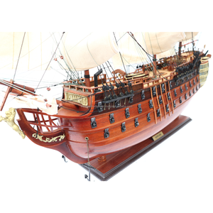 Barco de vela tallado a mano SANTA ANA (1784-1812) Modelo de barco de madera hecho a mano, decoración navideña para el hogar, colección de regalos, Vietnam GIA - Product Image 3