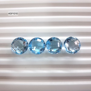 พลอยโทแพซสีฟ้าทรงกลมขนาด 12x12 มม. แบบเม็ดเดี่ยว สีฟ้าอ่อน สำหรับทำแหวนเครื่องประดับตามสั่ง - Product Image 1