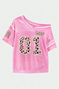 Camiseta de Baloncesto para Mujer con Diseño de Leopardo Rosa Personalizado, Sublimada, Estilo Y2K, Moda Urbana, Camiseta de Fútbol Americano - Product Image 5