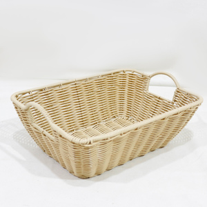 Plateau carré en polyrotin à poignées perforées, écologique, moderne, fait main, pour salle de bain et boissons, à prix abordable et de bonne qualité - Product Image 4