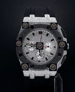 Montre de luxe moderne sport hip-hop en acier inoxydable avec diamants Moissanite VVS 42 mm Date Unisexe - Product Image 2