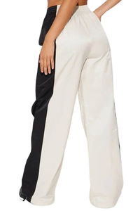 Women <b>White</b> Black Stripe <b>2</b> <b>Piece</b> Tracksuit Set Sporty Style Full Sleeve Loose Fit All Seasons Wear Canvas Material - Product Image 3