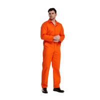 Combinaison de travail orange pour hommes, manches longues, haute visibilité, uniforme de sécurité en coton pour usage industriel