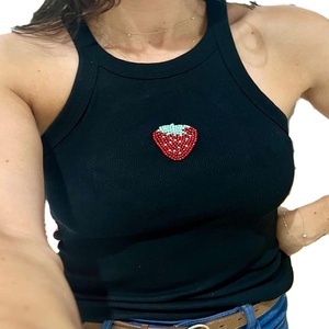 Designer Beaded Embroidered Tank Top With Colorful Seed Beads Trendy Handmade Seed Beads Embellished Sleeveless Tank Top - Product Image 6