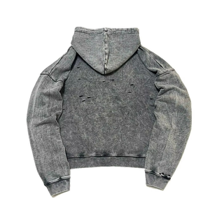 Sweat à capuche oversize déchiré pour homme – Respirant, basique, thermique, qualité supérieure, petit prix - Product Image 2