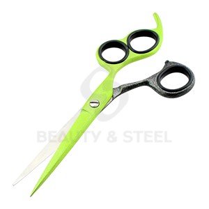 Tijeras Profesionales para Cortar Cabello de Titanio Azul con Hojas Rectas Afiladas y Agarres Ergonómicos con Anillo Brillante - Product Image 3