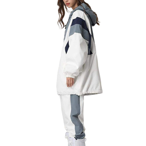 Combinaison de ski unisexe imperméable 220g, veste à capuche color block avec fermeture éclair, vêtement de neige isolé synthétiquement - Product Image 4